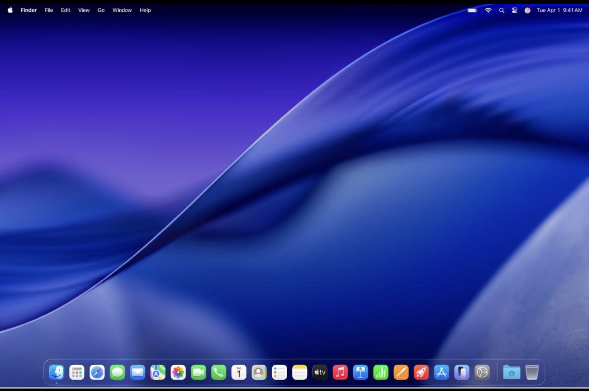 Зураг 1. macOS үйлдлийн системийн үндсэн desktop интерфейс.