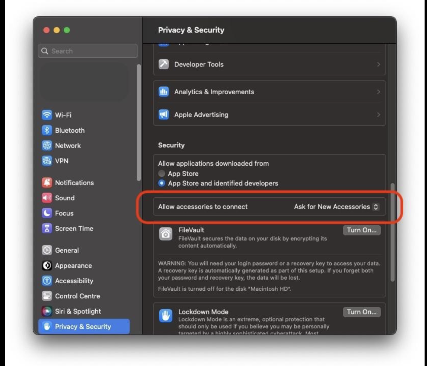 Зураг 9. macOS-ийн Privacy & Security тохиргоо.